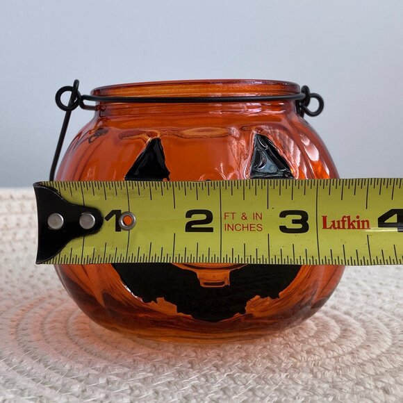 Halloween Glass Pumpkin Orange Tea Light Votive Candle Holders Bowls Set Decor - Picture 10 of 11
